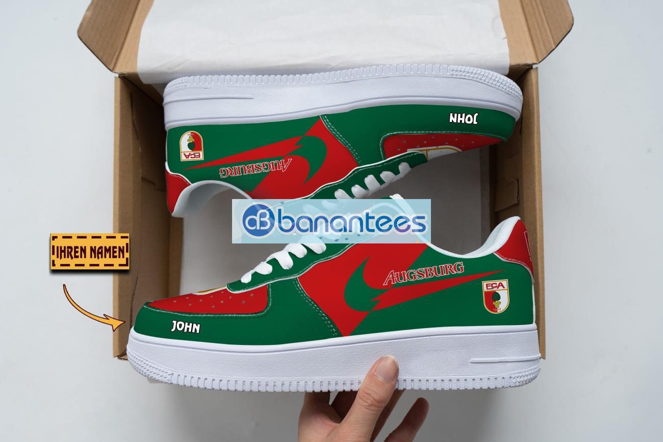 fc augsburg air force shoes custom name gift for fans af1 sneakers image FC Augsburg Air Force Shoes Custom Name Gift For Fans AF1 Sneakers Product Photo 1