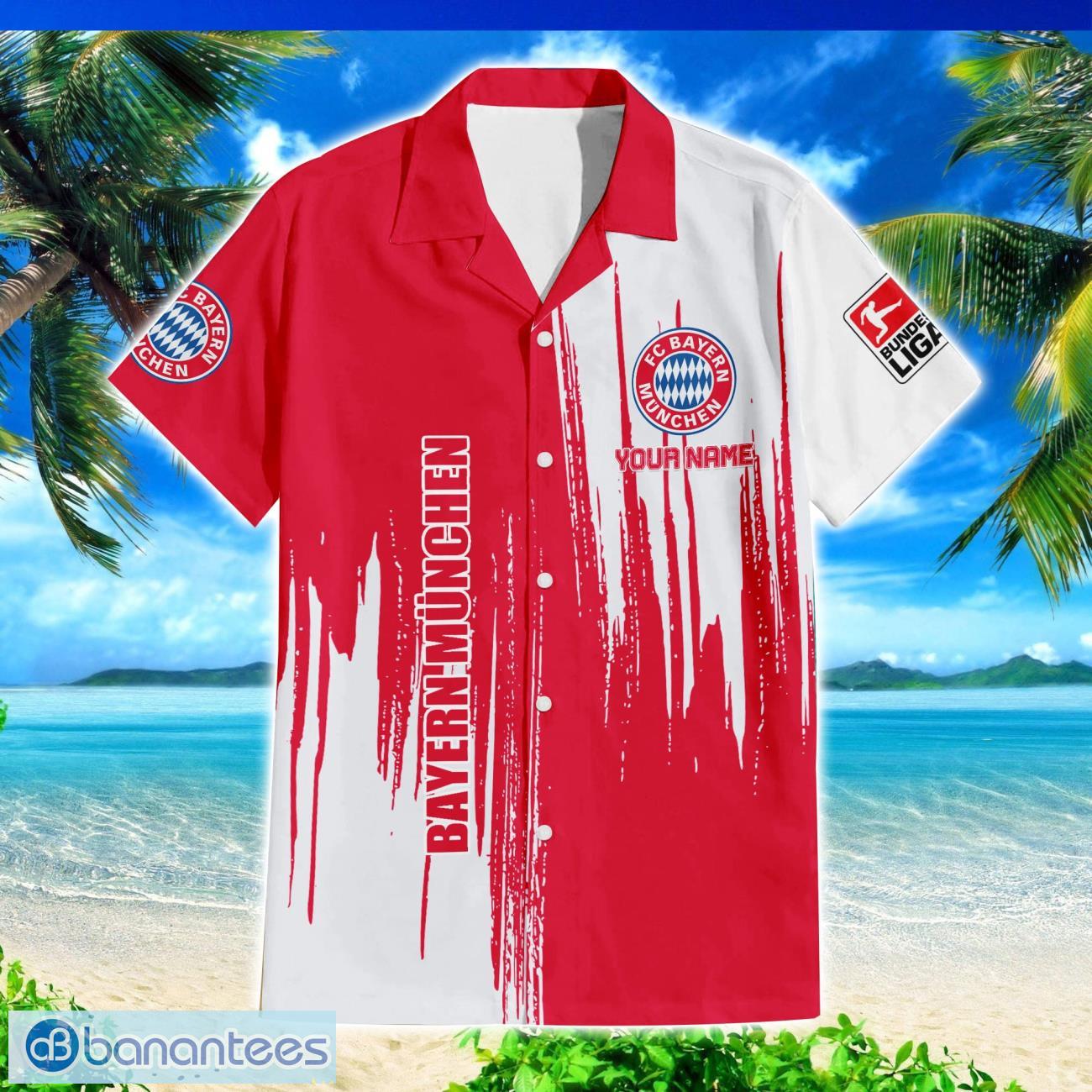 fc bayern mnchen custom name hawaiian shirt and beach shorts for fans summer gift 1 image FC Bayern München Custom Name Hawaiian Shirt And Beach Shorts For Fans Summer Gift Product Photo 2