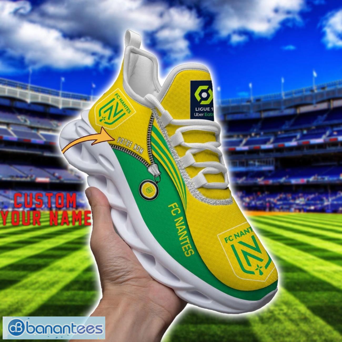 fc nantes max soul shoes personalized name sneakers for fans 2 image FC Nantes Max Soul Shoes Personalized Name Sneakers For Fans Product Photo 3