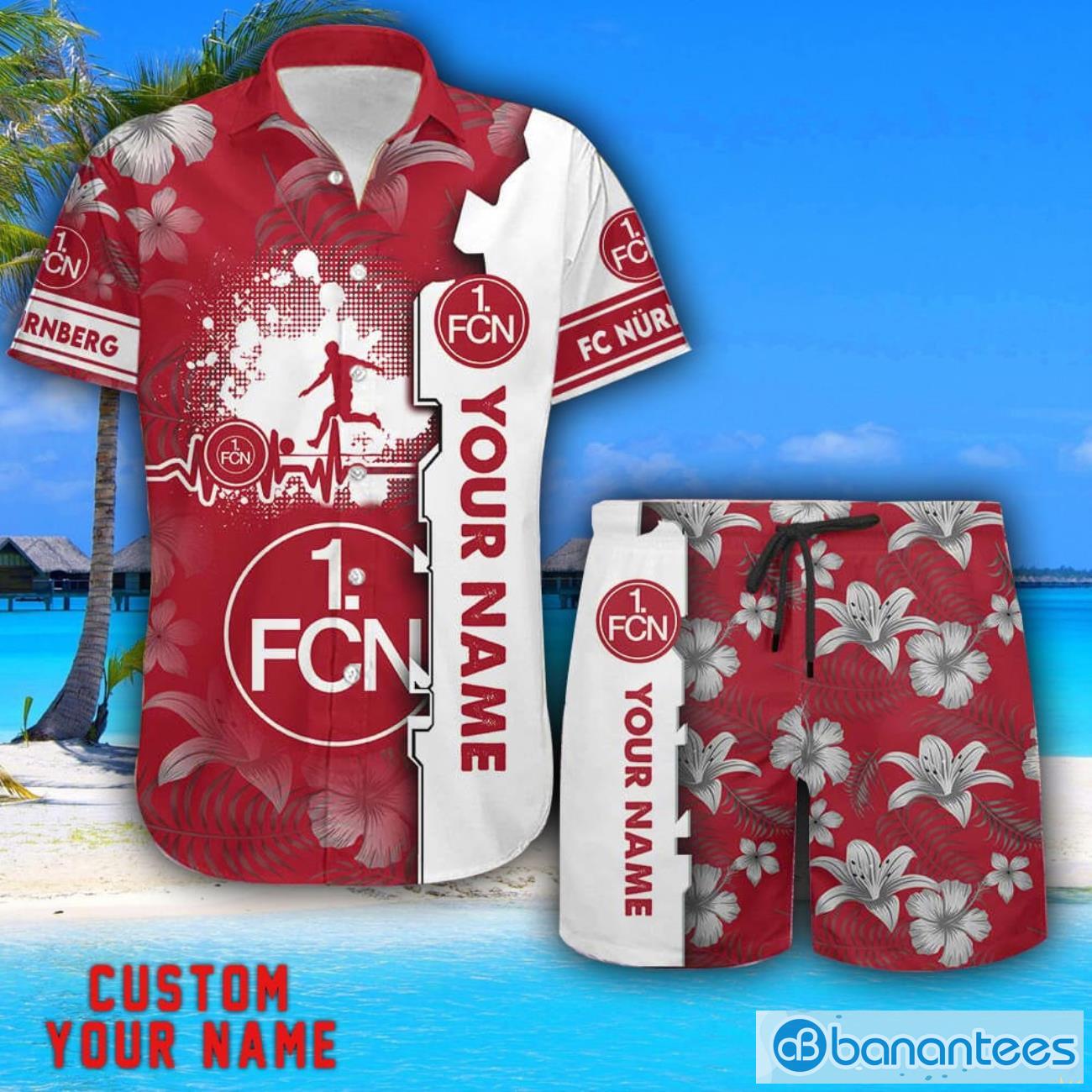 fc nrnberg tropical combo hawaiian shirt and shorts personalized name for fans image FC Nürnberg Tropical Combo Hawaiian Shirt And Shorts Personalized Name For Fans Product Photo 1
