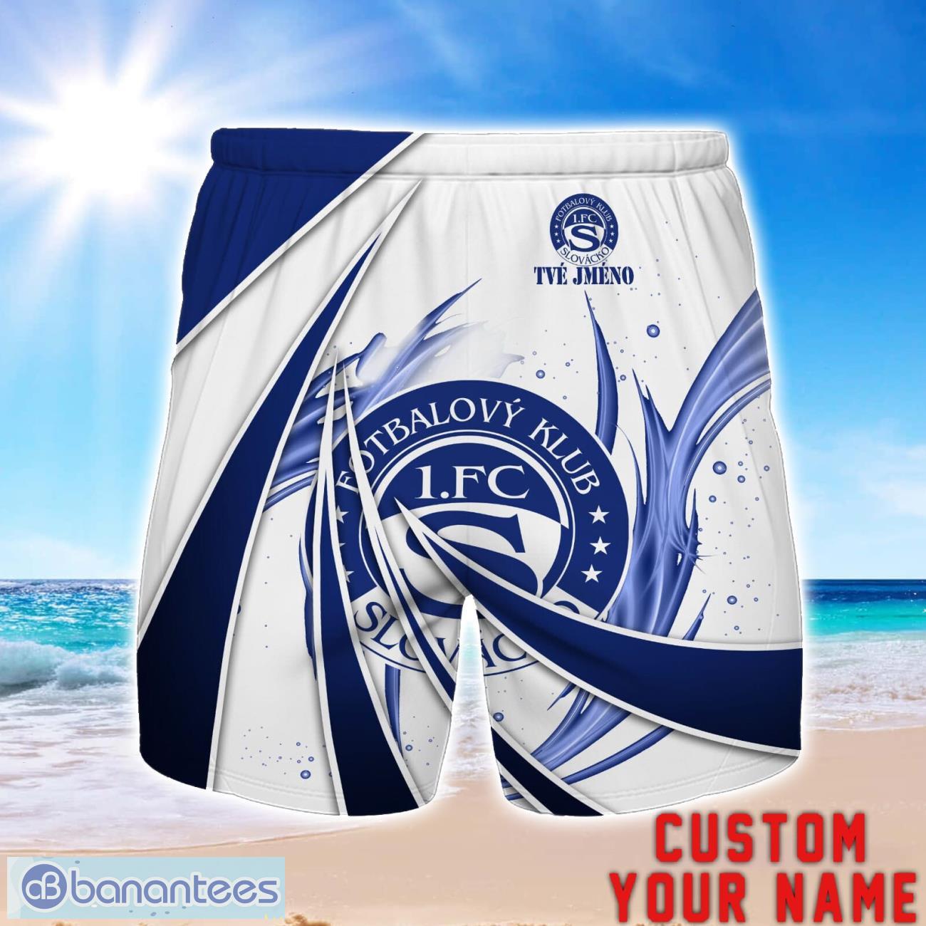 fc slovacko personalized name 3d beach short summer gift ideas image FC Slovacko Personalized Name 3D Beach Short Summer Gift Ideas Product Photo 1
