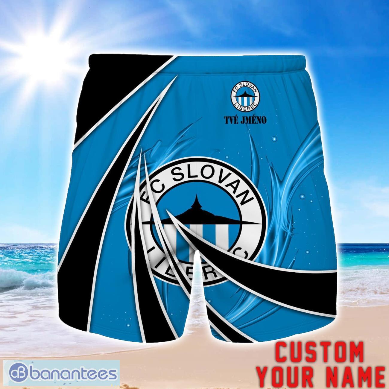 fc slovan liberec personalized name 3d beach short summer gift ideas image FC Slovan Liberec Personalized Name 3D Beach Short Summer Gift Ideas Product Photo 1
