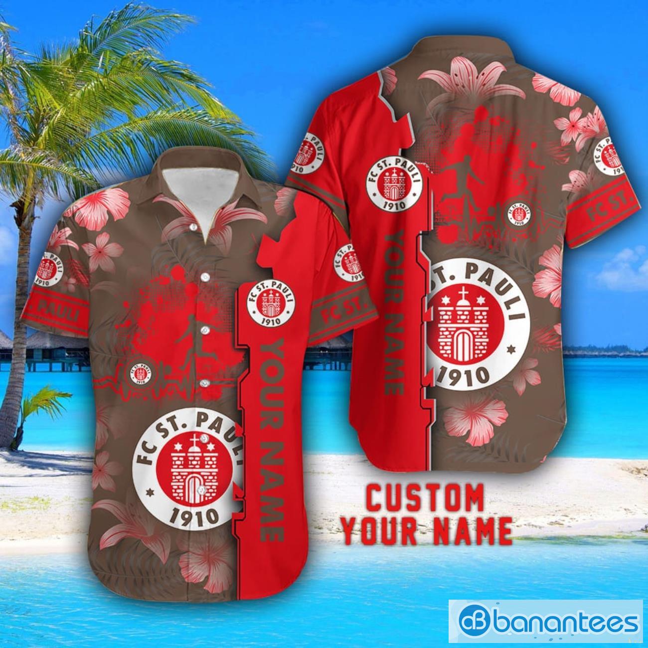 fc st pauli tropical combo hawaiian shirt and shorts personalized name for fans 1 image FC St. Pauli Tropical Combo Hawaiian Shirt And Shorts Personalized Name For Fans Product Photo 2