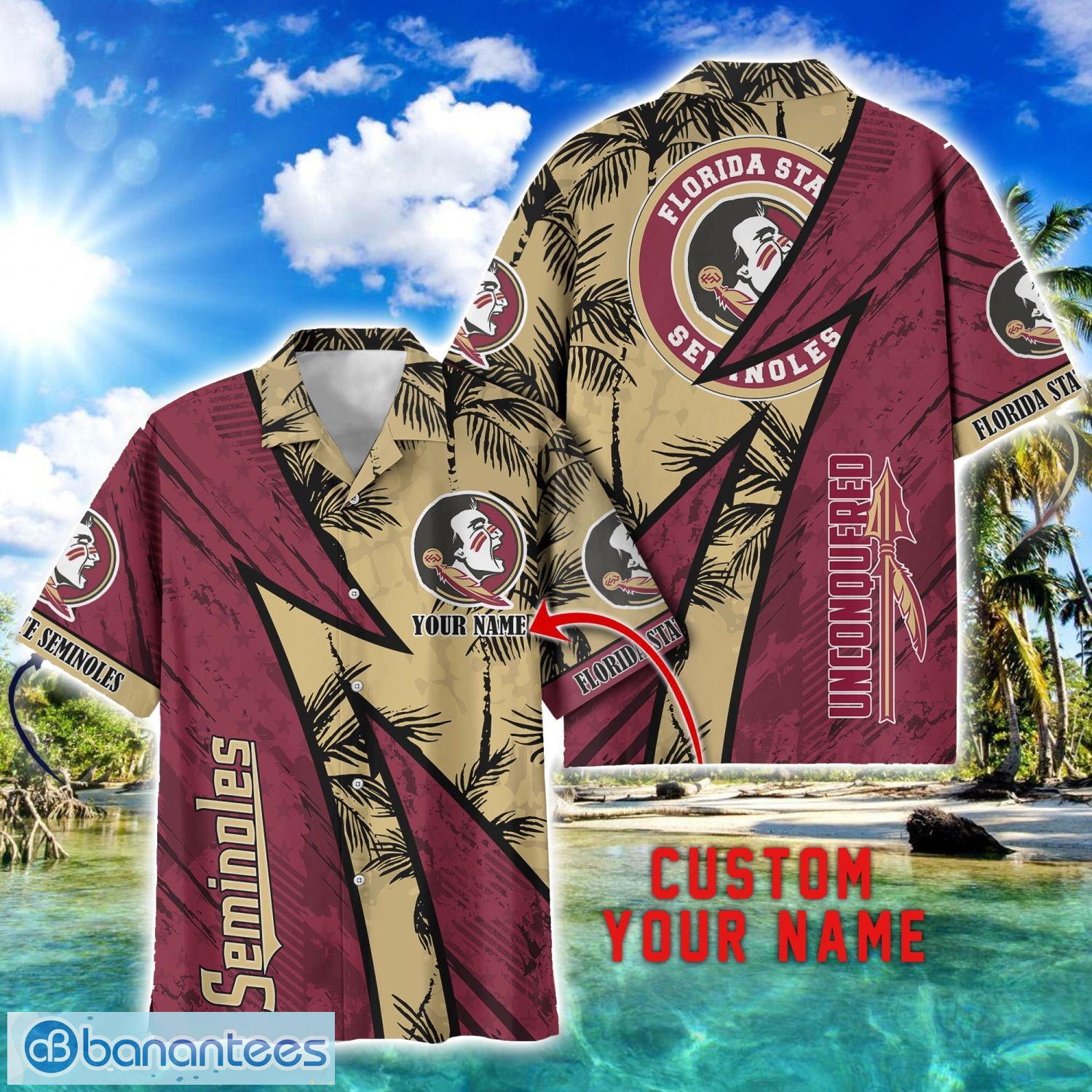 florida state seminoles aop hawaiian shirt beach summer shirt personalized name for fans image Florida State Seminoles AOP Hawaiian Shirt Beach Summer Shirt Personalized Name For fans Product Photo 1