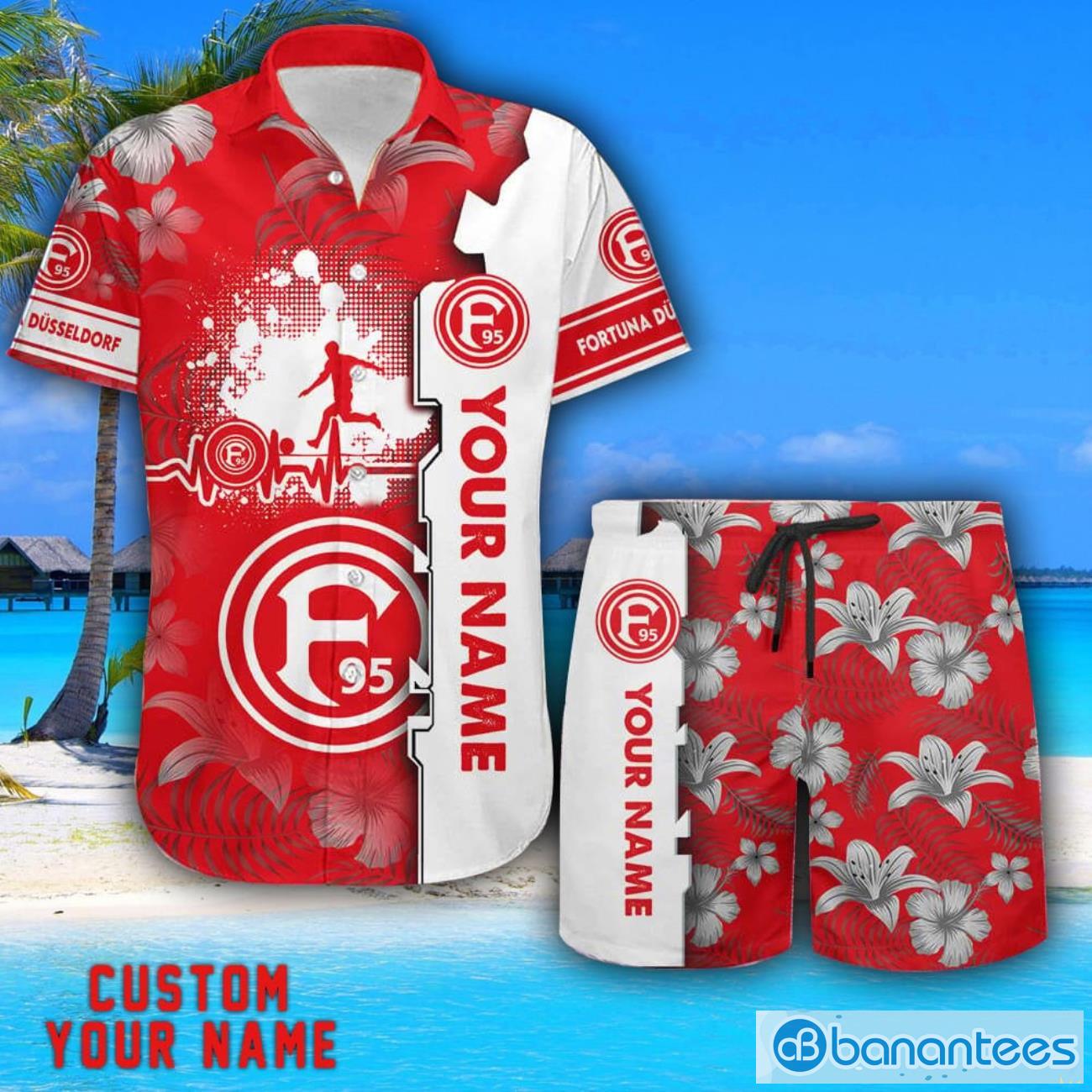 fortuna dsseldorf tropical combo hawaiian shirt and shorts personalized name for fans image Fortuna Düsseldorf Tropical Combo Hawaiian Shirt And Shorts Personalized Name For Fans Product Photo 1