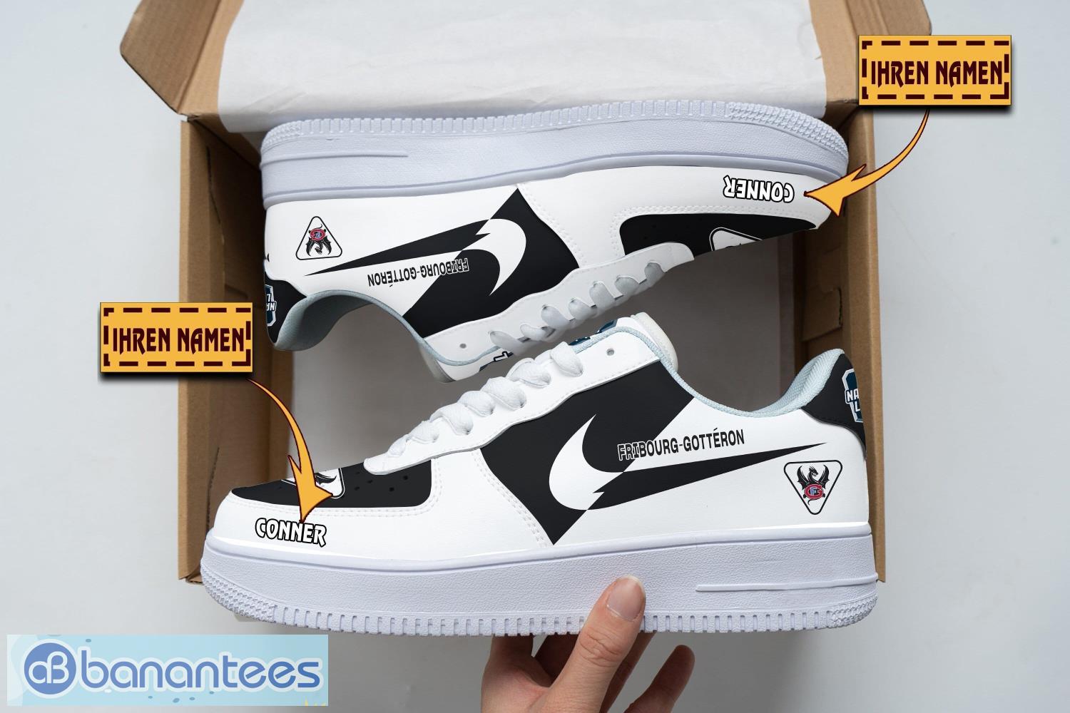 fribourg gotteron air force shoes custom name gift for fans af1 sneakers image Fribourg-Gotteron Air Force Shoes Custom Name Gift For Fans AF1 Sneakers Product Photo 1