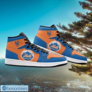 MLB New York Mets Custom Orange Blue Air Jordan Hightop Shoes Product Photo 1