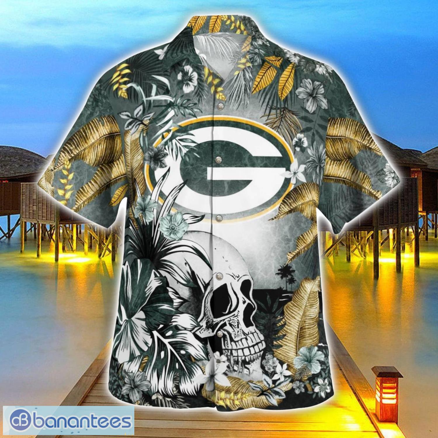 green bay packers tropical floral skull 3d hawaiian shirt beach shirt halloween gift 2 image Green Bay Packers Tropical Floral Skull 3D Hawaiian Shirt Beach Shirt Halloween Gift Product Photo 3