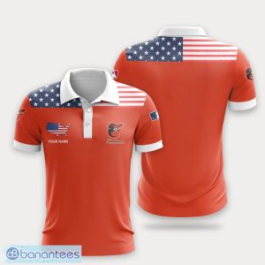Baltimore Orioles Flag Pattern And Sport Team Logo 3D Polo Shirt Custom Name For Fans Product Photo 1