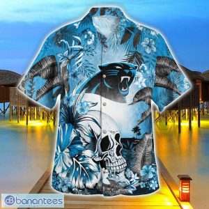 Carolina Panthers Tropical Floral Skull 3D Hawaiian Shirt Beach Shirt Halloween Gift Product Photo 3