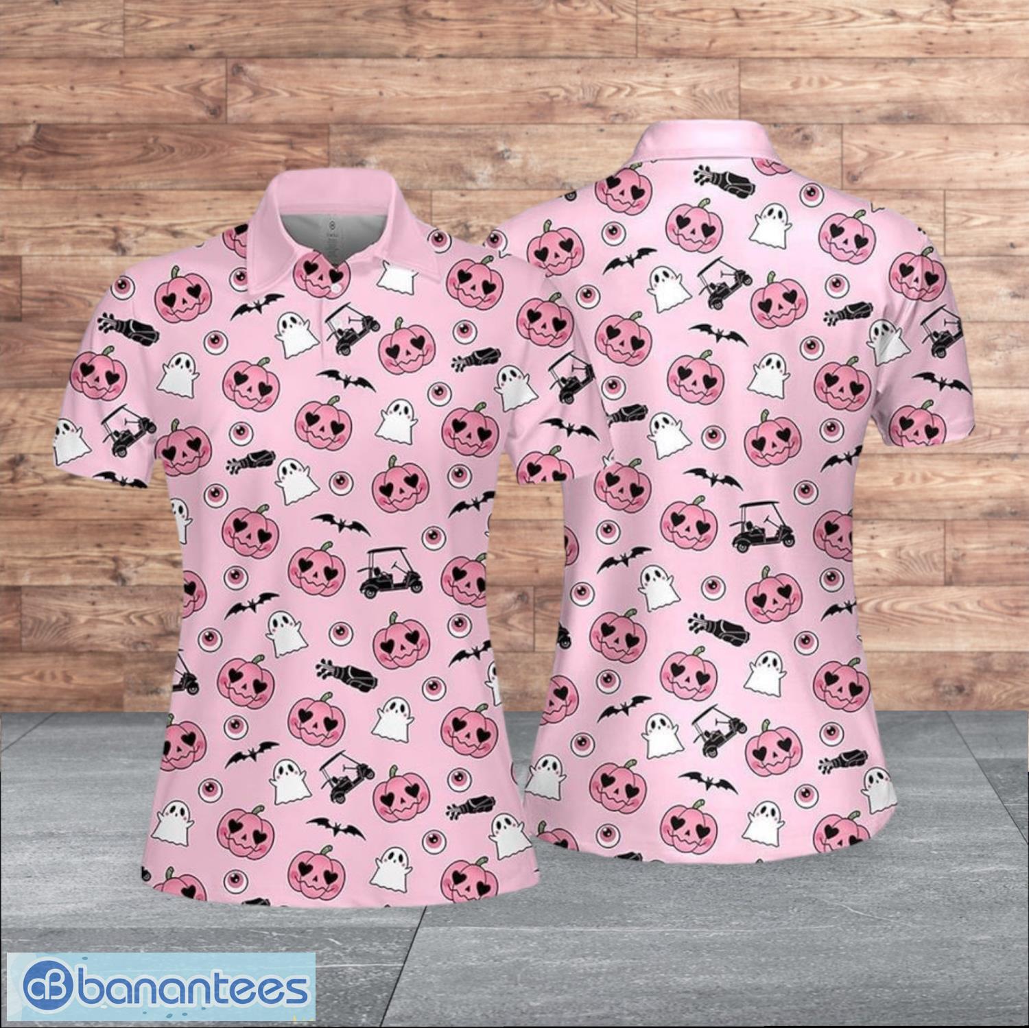 halloween edit pink pattern halloween for women polo shirt image Halloween Edit Pink Pattern Halloween For Women Polo Shirt Product Photo 1