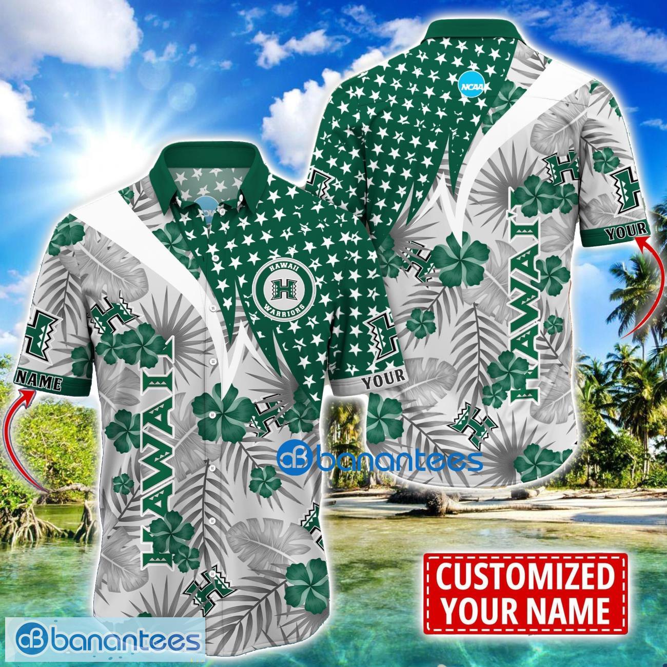 hawaii rainbow warriors star and flower pattern tropical hawaiian shirt summer gift for men women custom name image Hawaii Rainbow Warriors Star and Flower Pattern Tropical Hawaiian Shirt Summer Gift For Men Women Custom Name Product Photo 1