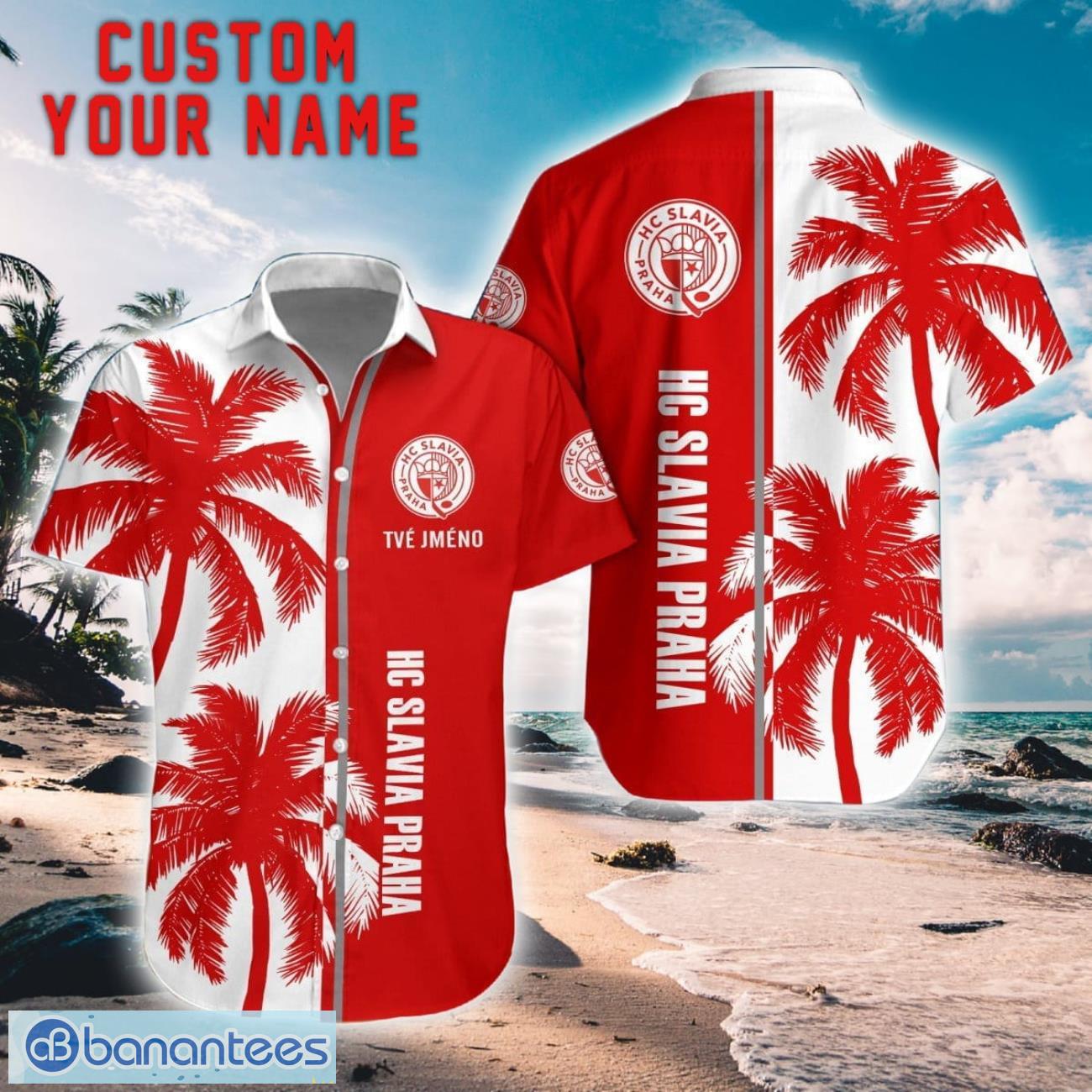 hc slavia praha coconut pattern hawaiian shirt and shorts personalized name unique gift for summer image HC Slavia Praha Coconut Pattern Hawaiian Shirt And Shorts Personalized Name Unique Gift For Summer Product Photo 1