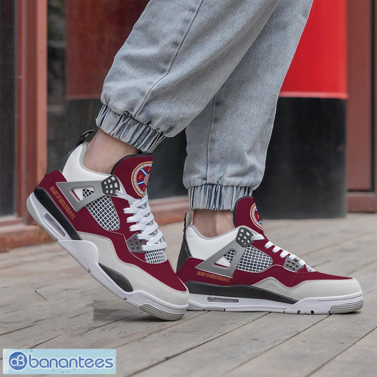 heart of midlothian fc air jordan 4 shoes men and women sneakers gift 1 image Heart of Midlothian F.C. Air Jordan 4 Shoes Men And Women Sneakers Gift Product Photo 2