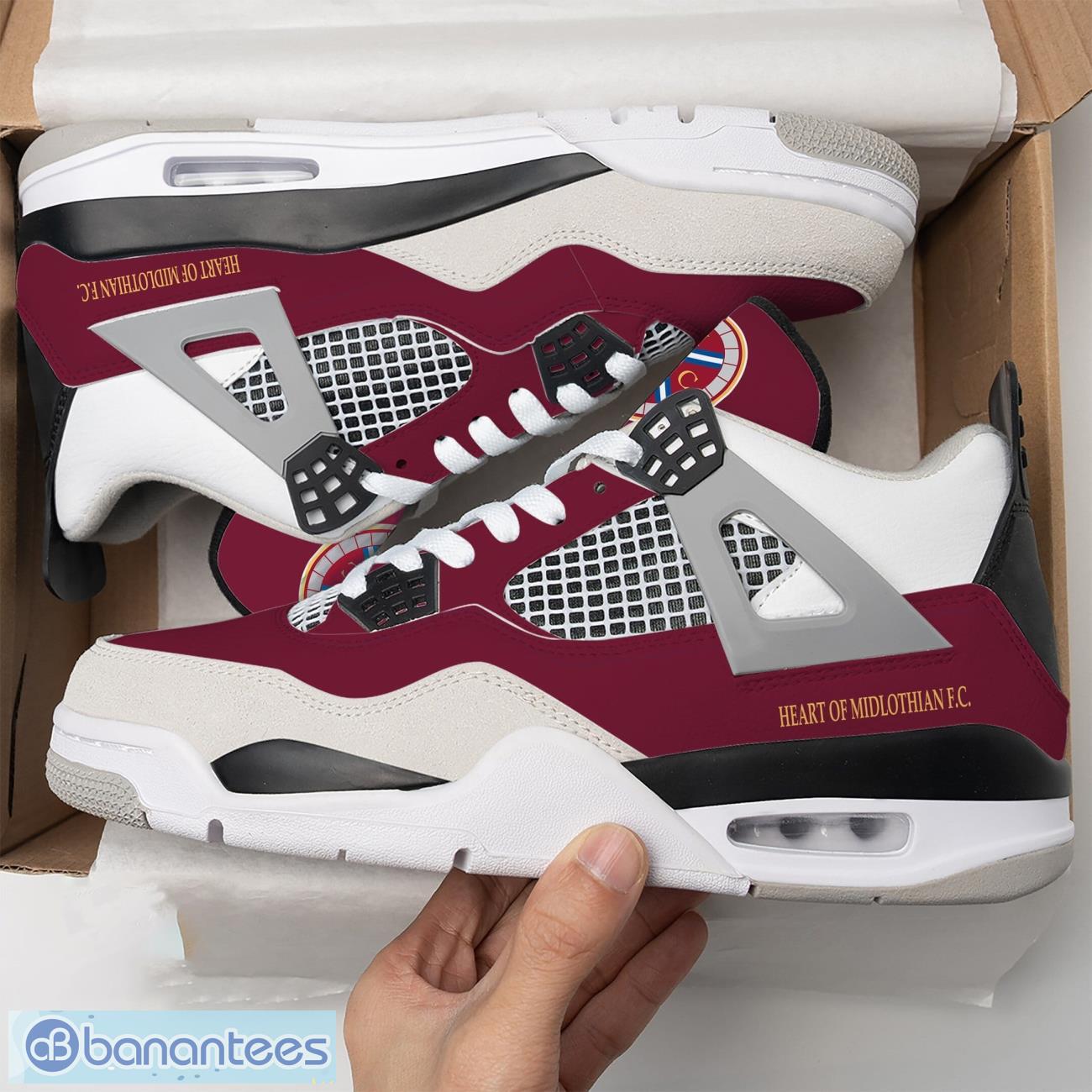 heart of midlothian fc air jordan 4 shoes men and women sneakers gift image Heart of Midlothian F.C. Air Jordan 4 Shoes Men And Women Sneakers Gift Product Photo 1