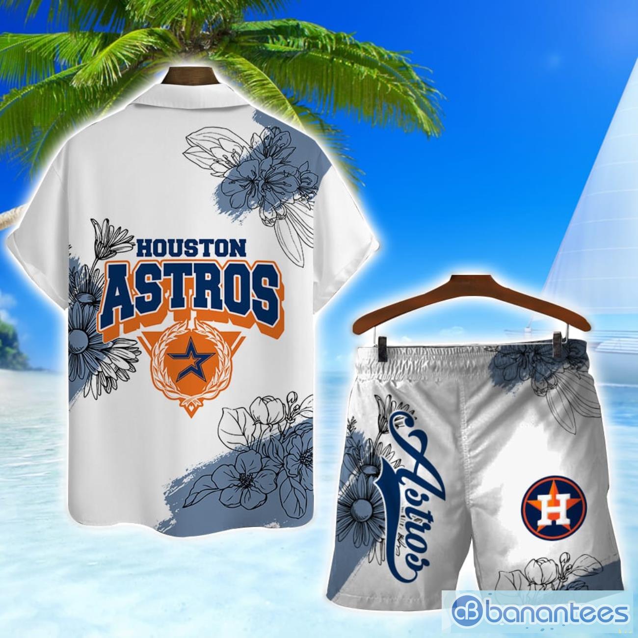 Houston Astros Team Logo Pattern White Background 3D Hawaiian Shirt And ...