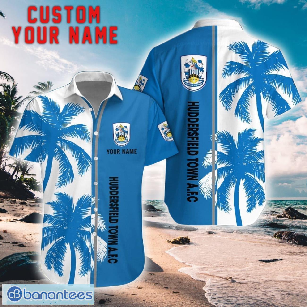 huddersfield town coconut pattern hawaiian shirt and shorts personalized name unique gift for summer image Huddersfield Town Coconut Pattern Hawaiian Shirt And Shorts Personalized Name Unique Gift For Summer Product Photo 1