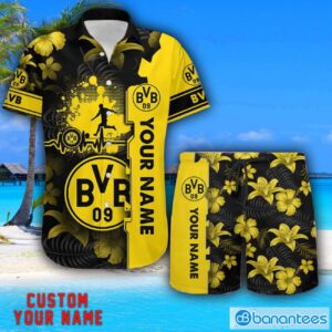 Borussia Dortmund Tropical Combo Hawaiian Shirt And Shorts Personalized Name For Fans Product Photo 1