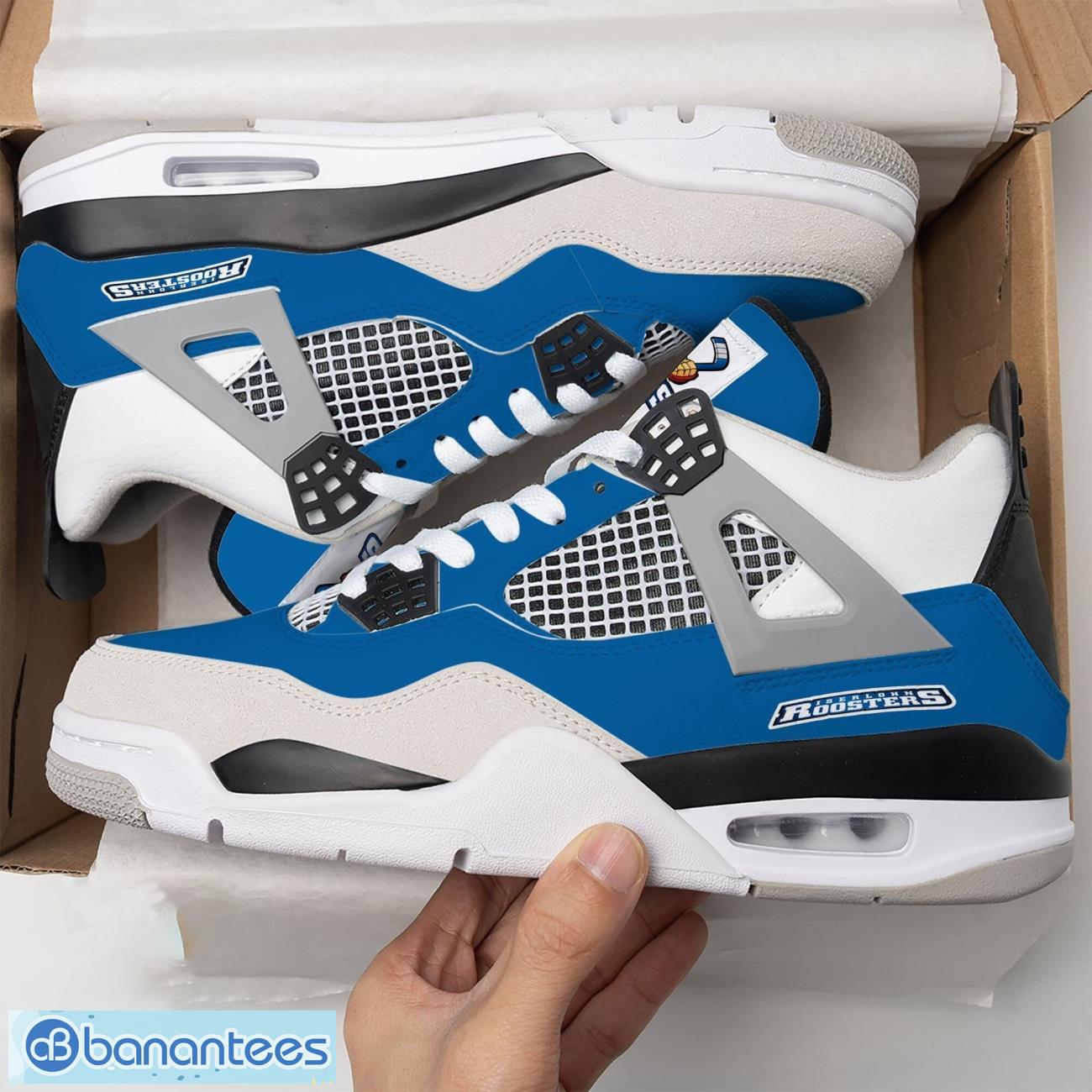 iserlohn roosters air jordan 4 shoes men and women sneakers gift image Iserlohn Roosters Air Jordan 4 Shoes Men And Women Sneakers Gift Product Photo 1
