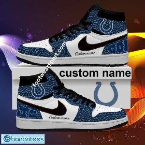 Personalized NFL Indianapolis Colts Air Jordan 1 Hightop Shoes Glass All Over Print - Personalized NFL Indianapolis Colts Air Jordan 1 Sneakers Glass Hightop Shoes Photo 2