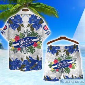 Chicago Cubs MLB Summer Flower Pattern Tropical Hawaiian Shirt And Shorts Product Photo 2