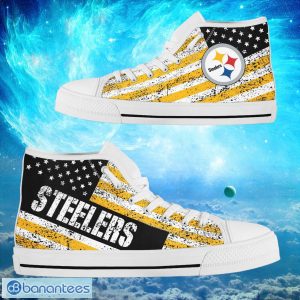 Pittsburgh Steelers Custom America Flag Italic Vintage Style High Top Shoes Product Photo 2