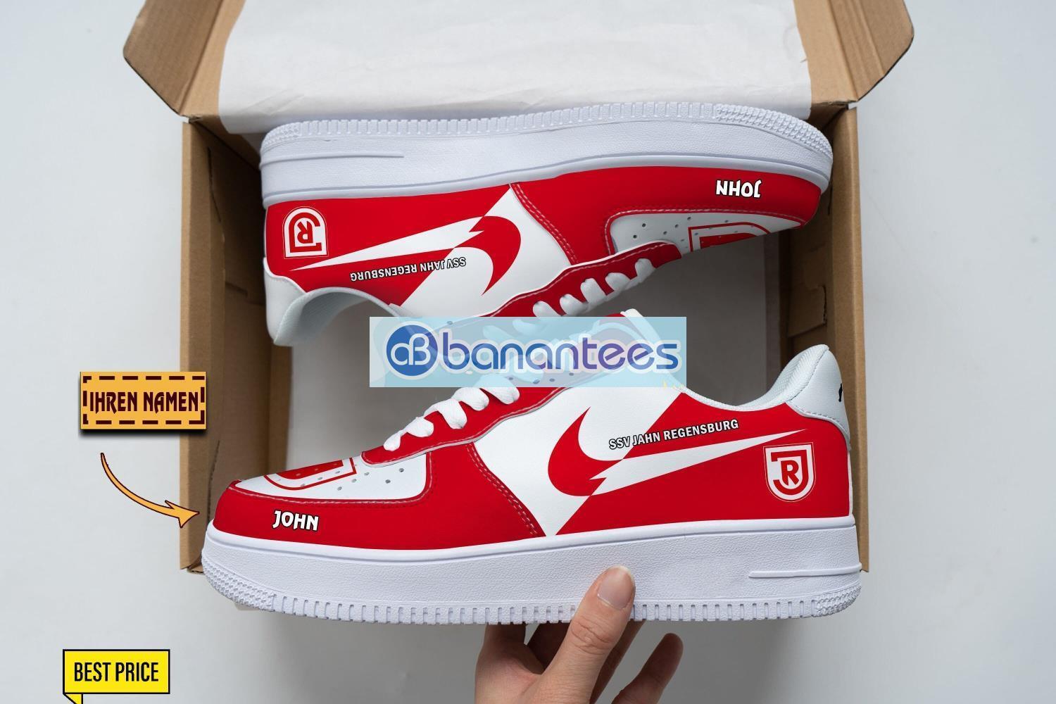jahn regensburg air force shoes custom name gift for fans af1 sneakers image Jahn Regensburg Air Force Shoes Custom Name Gift For Fans AF1 Sneakers Product Photo 1