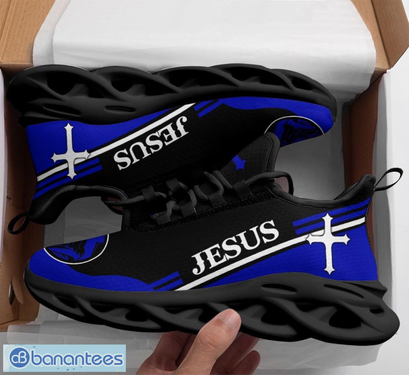 jesus blue black clunky max soul shoes running sneakers 1 image Jesus Blue Black Clunky Max Soul Shoes Running Sneakers Product Photo 2