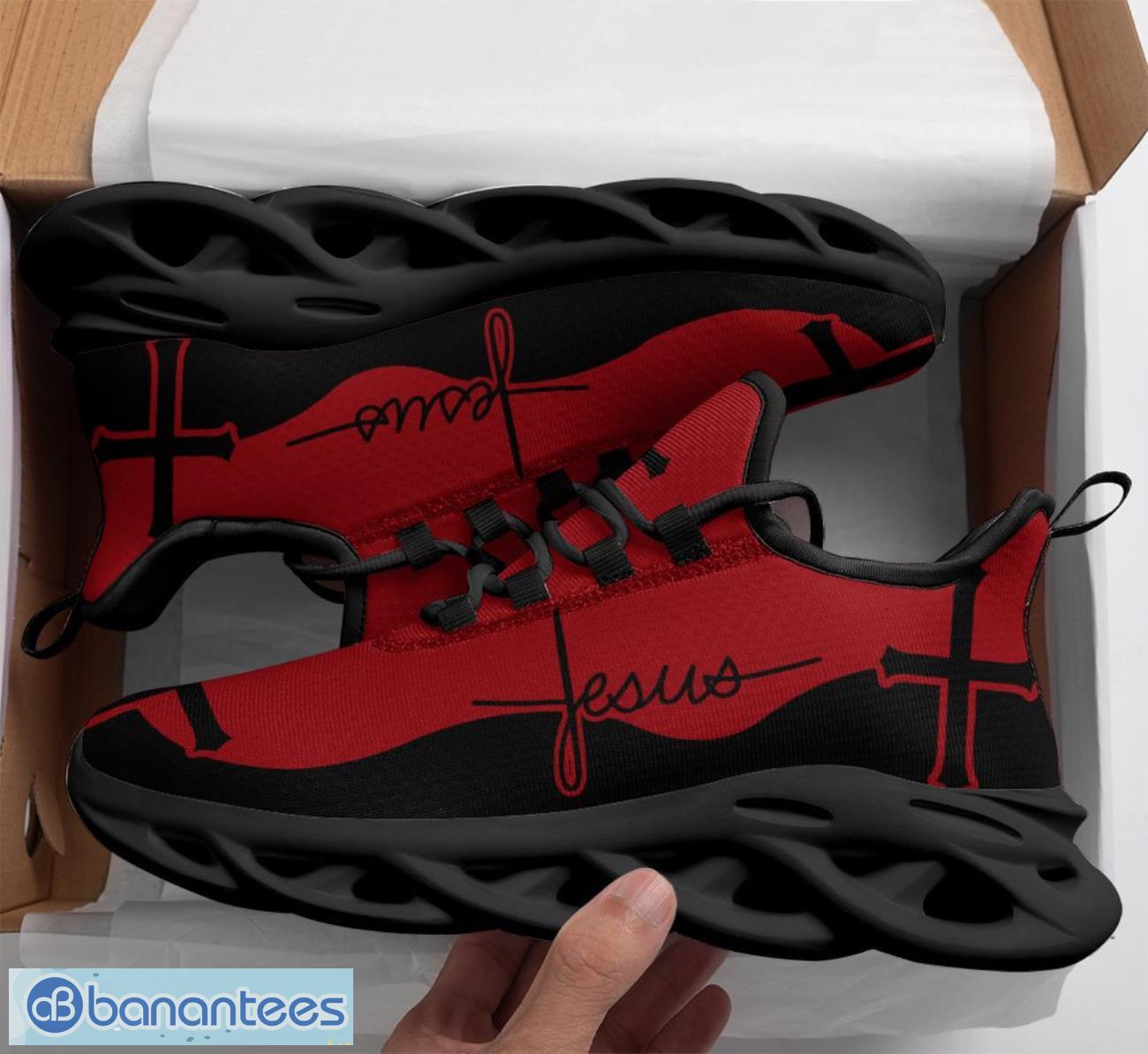 jesus clunky max soul shoes running sneakers black red 1 image Jesus Clunky Max Soul Shoes Running Sneakers Black Red Product Photo 2