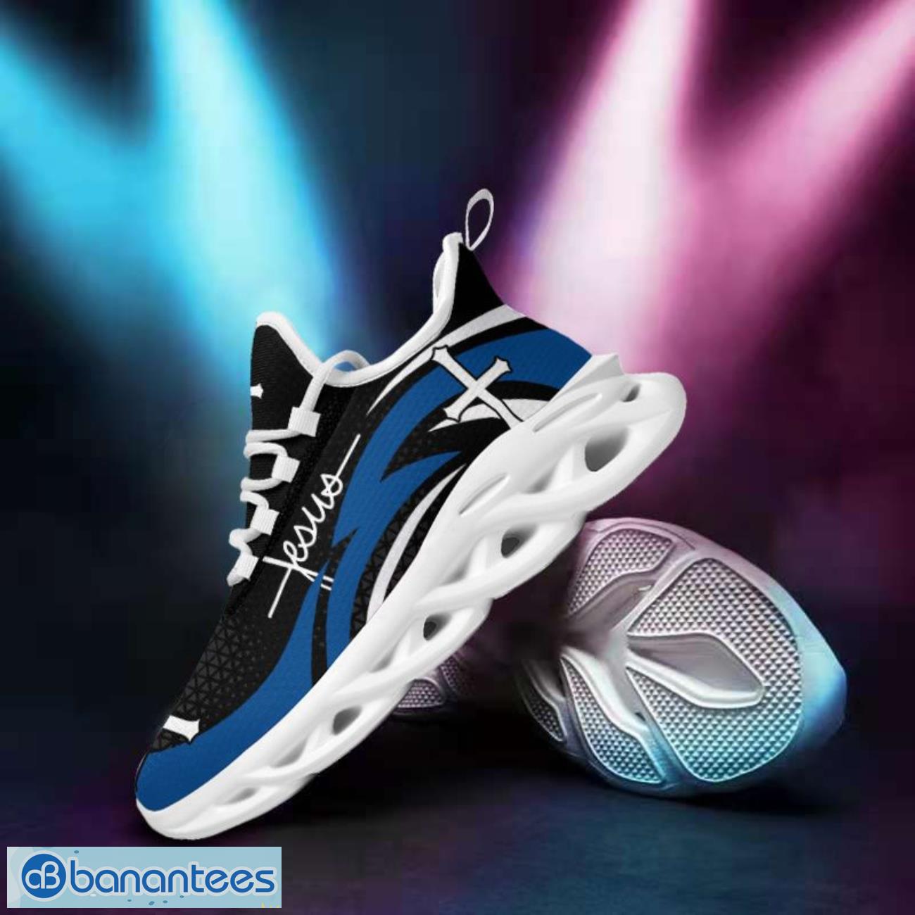 jesus clunky max soul shoes running sneakers blue black 1 image Jesus Clunky Max Soul Shoes Running Sneakers Blue Black Product Photo 2