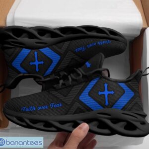 Jesus Faith Over Fear Black Blue Clunky Max Soul Shoes Running Sneakers Product Photo 2