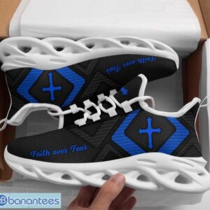 Jesus Faith Over Fear Black Blue Clunky Max Soul Shoes Running Sneakers Product Photo 1