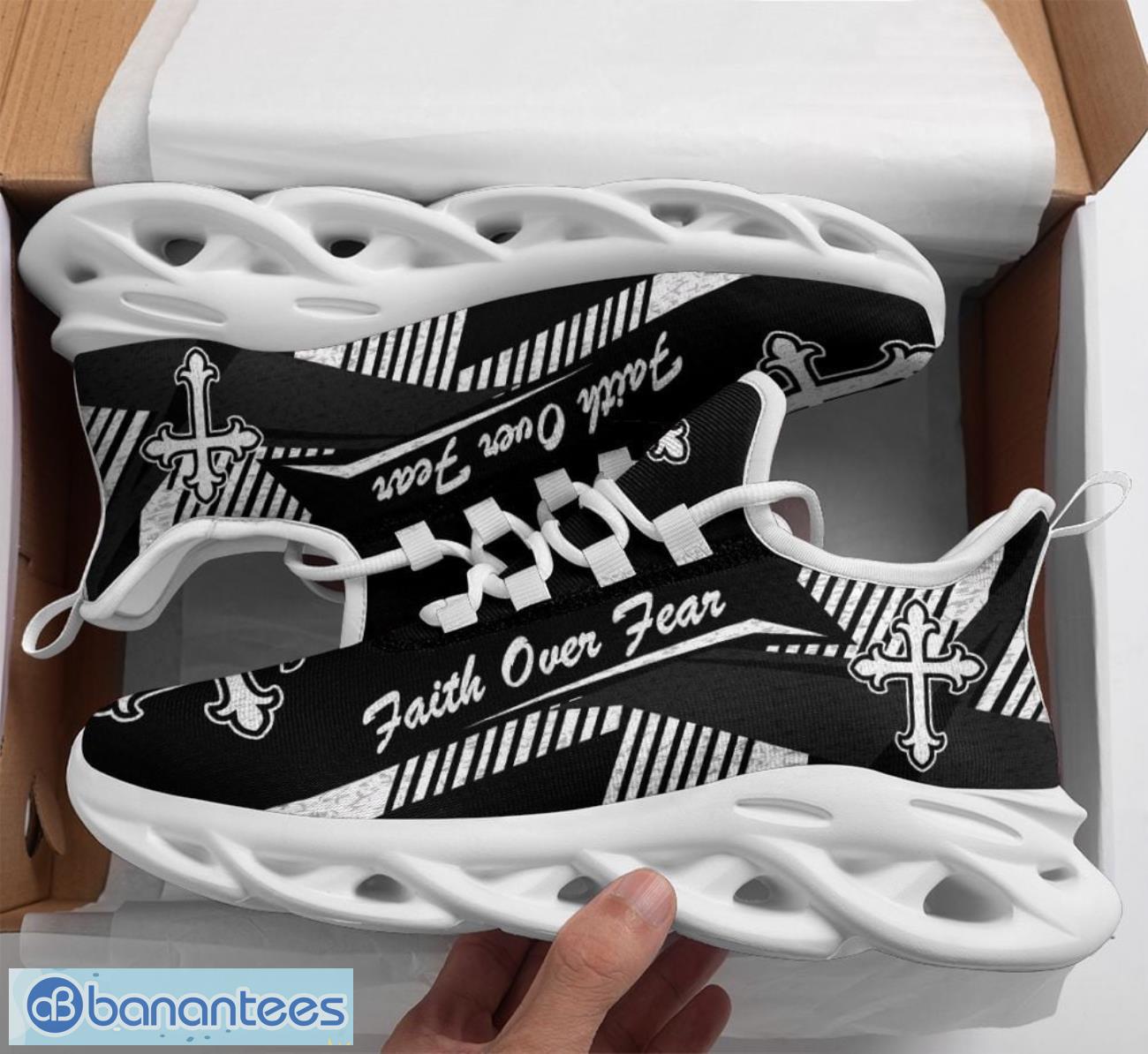 jesus faith over fear clunky black max soul shoes running sneakers image Jesus Faith Over Fear Clunky Black Max Soul Shoes Running Sneakers Product Photo 1