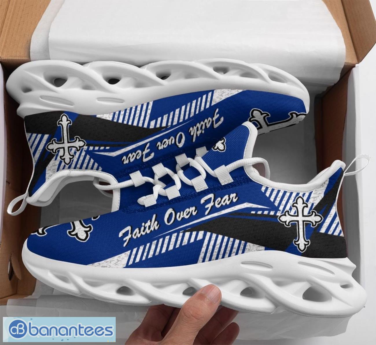 jesus faith over fear clunky blue max soul shoes running sneakers image Jesus Faith Over Fear Clunky Blue Max Soul Shoes Running Sneakers Product Photo 1