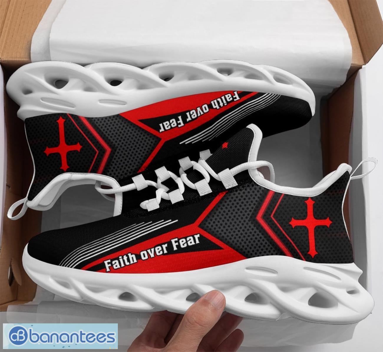 jesus faith over fear clunky max soul shoes men and women running sneakers image Jesus Faith Over Fear Clunky Max Soul Shoes Men And Women Running Sneakers Product Photo 1