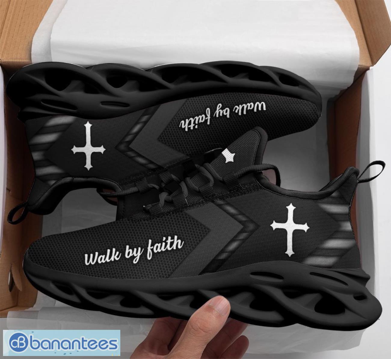 jesus faith over fear clunky max soul shoes running sneakers black 1 image Jesus Faith Over Fear Clunky Max Soul Shoes Running Sneakers Black Product Photo 2