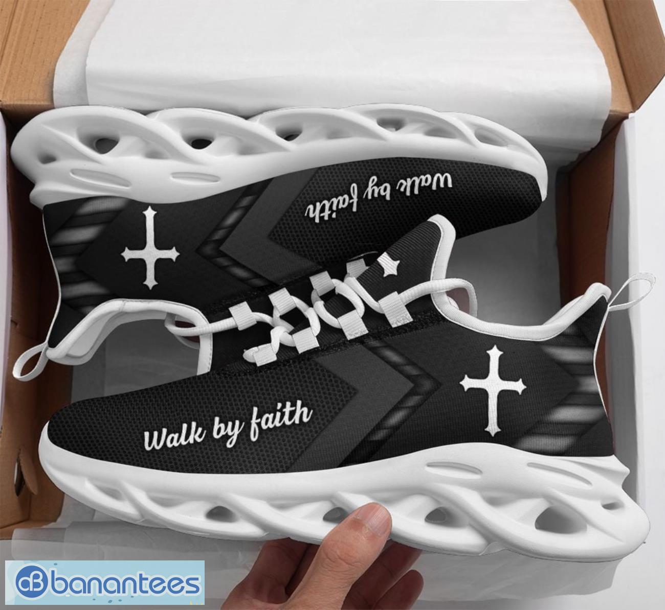 jesus faith over fear clunky max soul shoes running sneakers black image Jesus Faith Over Fear Clunky Max Soul Shoes Running Sneakers Black Product Photo 1