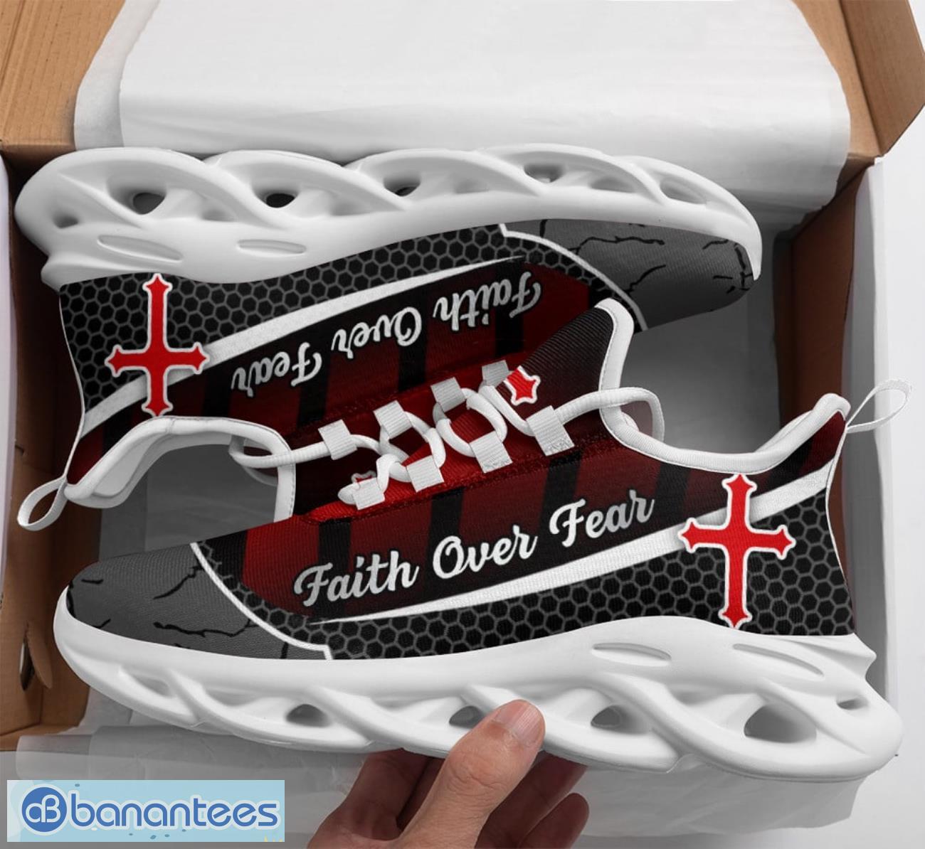 jesus faith over fear clunky max soul shoes running sneakers image Jesus Faith Over Fear Clunky Max Soul Shoes Running Sneakers Product Photo 1