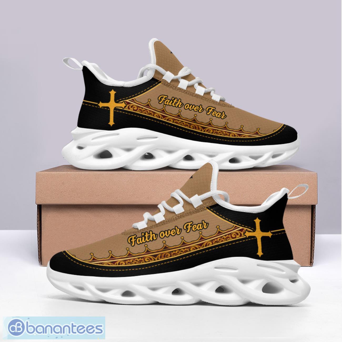 jesus faith over fear clunky max soul shoes vintage pattern running sneakers 1 image Jesus Faith Over Fear Clunky Max Soul Shoes Vintage Pattern Running Sneakers Product Photo 2