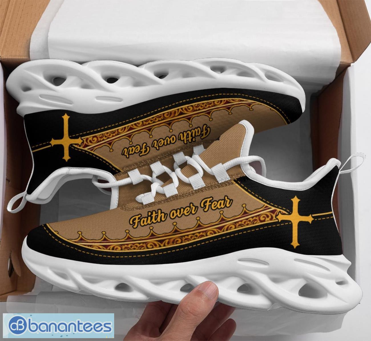 jesus faith over fear clunky max soul shoes vintage pattern running sneakers image Jesus Faith Over Fear Clunky Max Soul Shoes Vintage Pattern Running Sneakers Product Photo 1