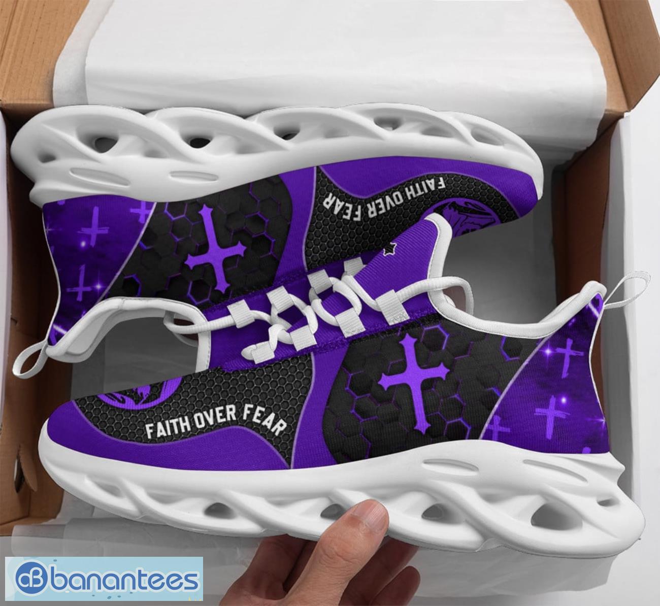jesus faith over fear clunky purple max soul shoes running sneakers image Jesus Faith Over Fear Clunky Purple Max Soul Shoes Running Sneakers Product Photo 1