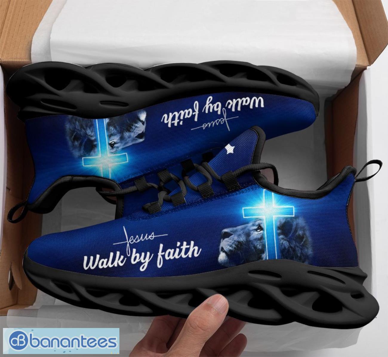jesus walk by faith blue max soul shoes running sneakers sport sneakers gift 1 image Jesus - Walk By Faith Blue Max Soul Shoes Running Sneakers Sport Sneakers Gift Product Photo 2