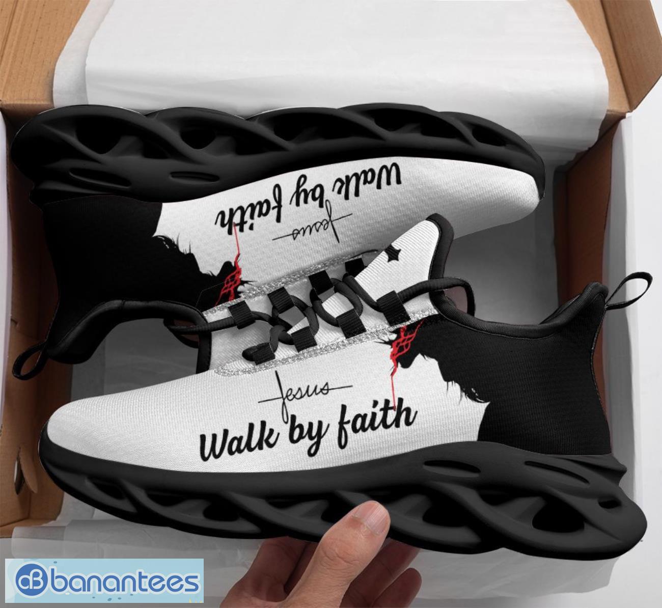 jesus walk by faith clunky max soul shoes running sneakers black white 1 image Jesus - Walk By Faith Clunky Max Soul Shoes Running Sneakers Black White Product Photo 2
