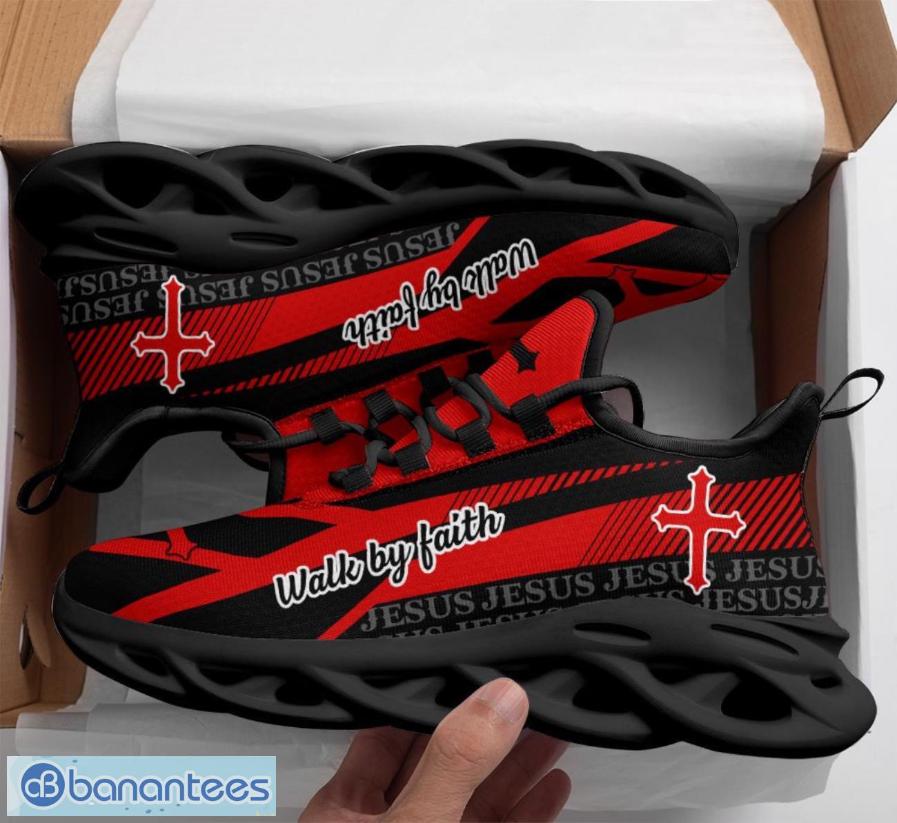 jesus walk by faith red max soul shoes running sneakers sport sneakers gift 1 image Jesus - Walk By Faith Red Max Soul Shoes Running Sneakers Sport Sneakers Gift Product Photo 2