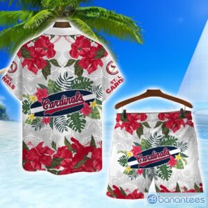 St. Louis Cardinals MLB Summer Flower Pattern Tropical Hawaiian Shirt And Shorts Product Photo 2
