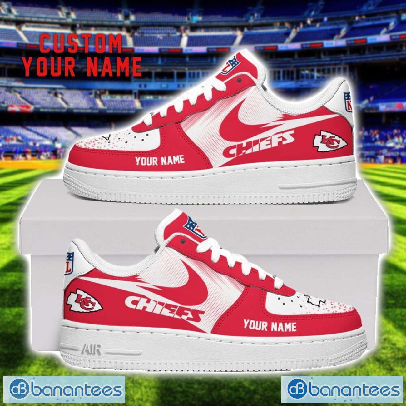 kansas city chiefs custom name air force shoes sneakers for men women gift image Kansas City Chiefs Custom Name Air Force Shoes Sneakers For Men Women Gift Product Photo 1