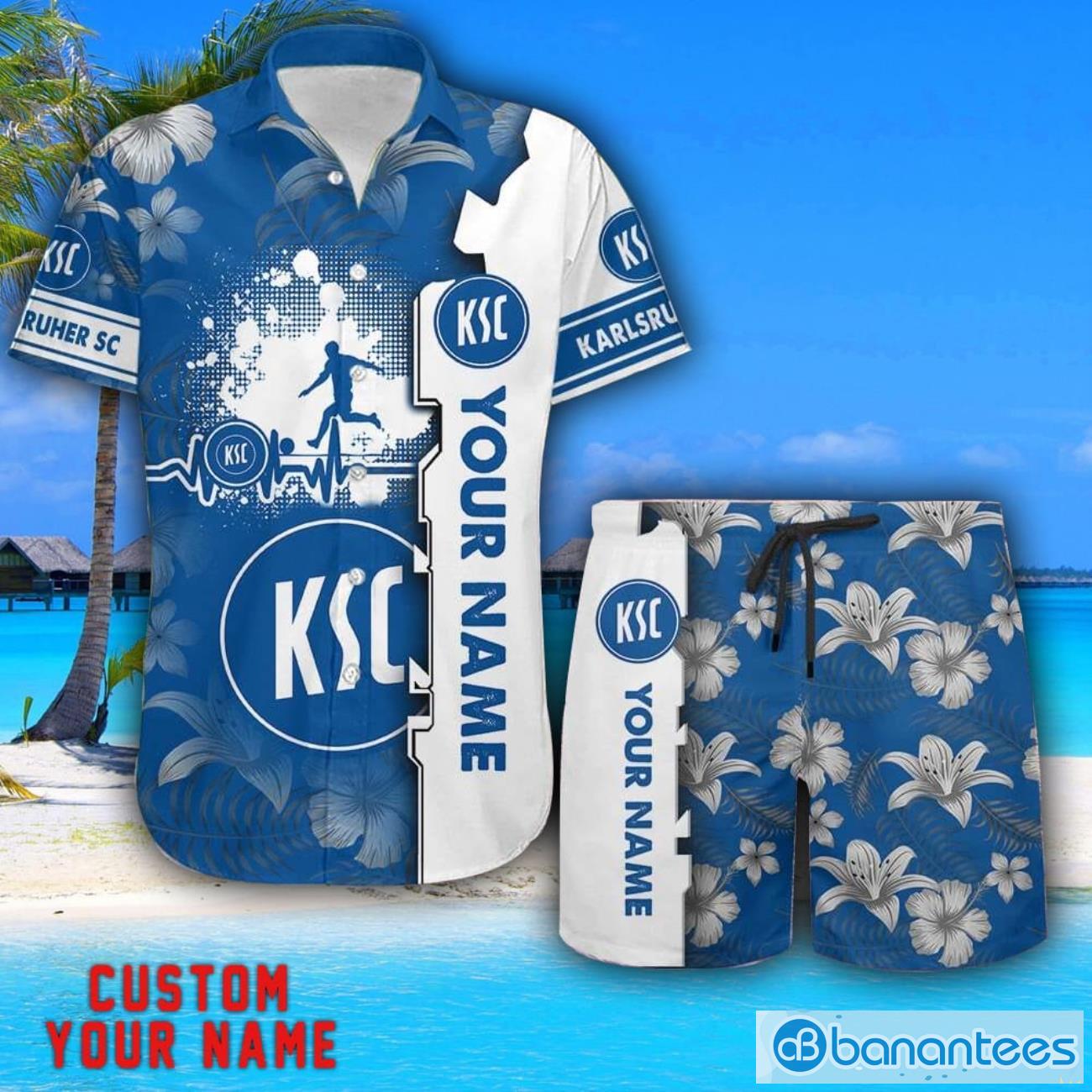 karlsruher sc tropical combo hawaiian shirt and shorts personalized name for fans image Karlsruher SC Tropical Combo Hawaiian Shirt And Shorts Personalized Name For Fans Product Photo 1