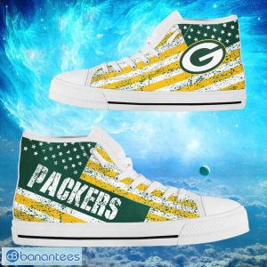 Green Bay Packers Custom America Flag Italic Vintage Style High Top Shoes Product Photo 2
