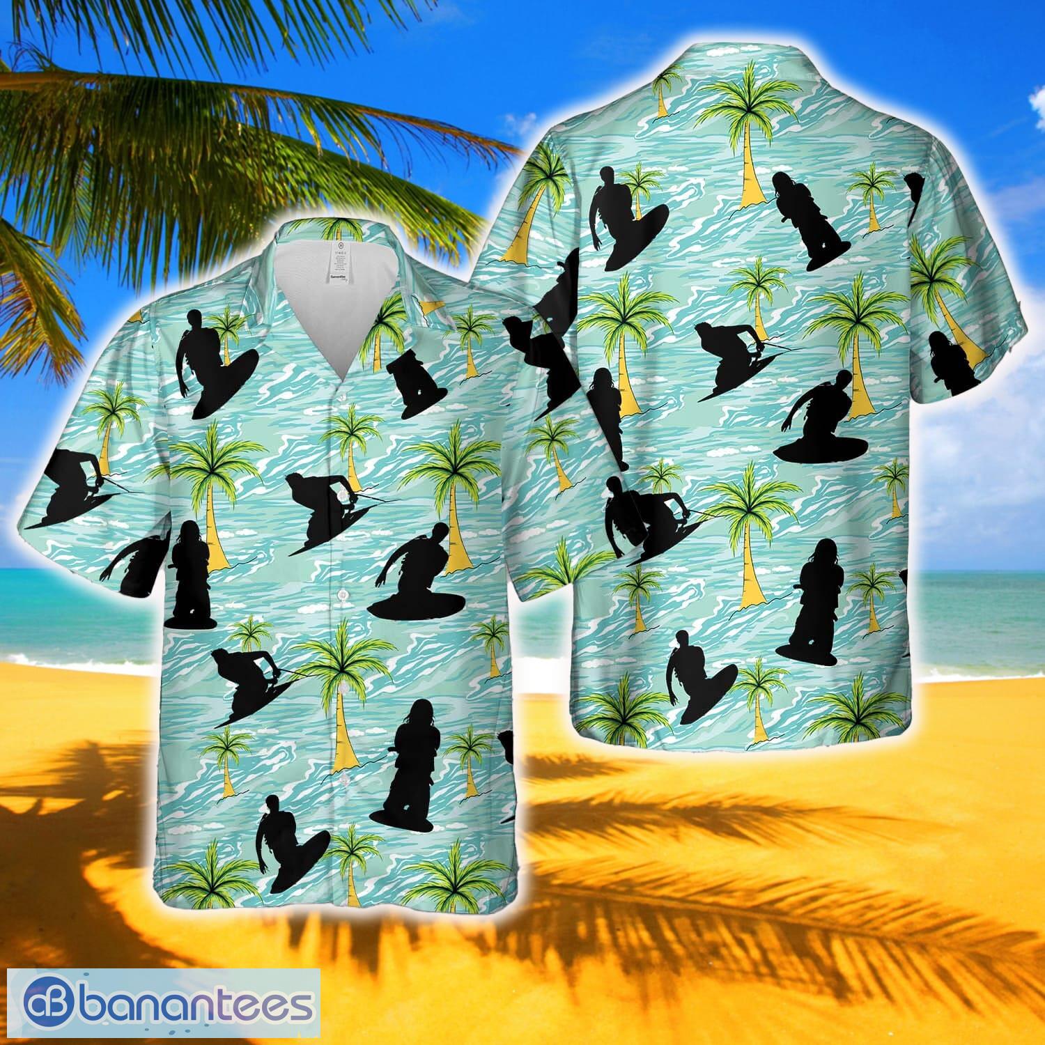 kneeboarding silhouette hawaiian shirt image Kneeboarding Silhouette Hawaiian Shirt - Kneeboarding Silhouette Hawaiian Shirt