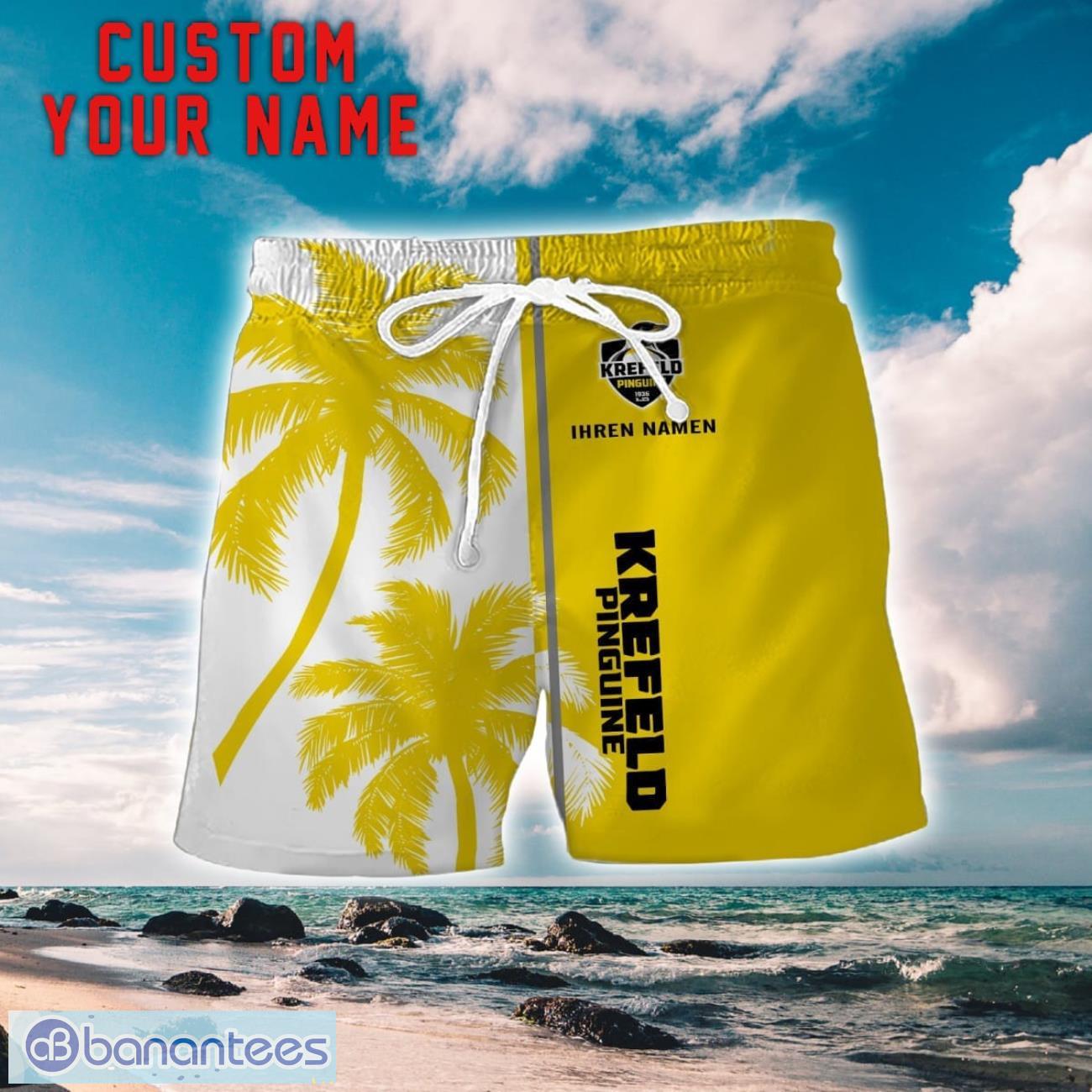 krefeld pinguine coconut pattern hawaiian shirt and shorts personalized name unique gift for summer 1 image Krefeld Pinguine Coconut Pattern Hawaiian Shirt And Shorts Personalized Name Unique Gift For Summer Product Photo 2